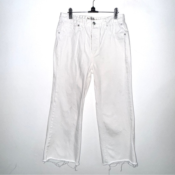 We The Free White Button-Fly Cropped Wide Leg Jeans - Picture 1 of 3